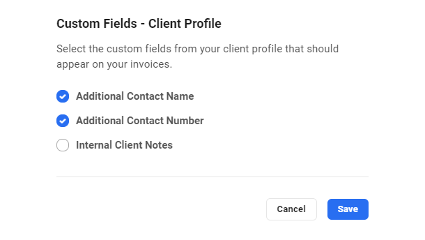 Manage custom fields added to invoices in Client Billing