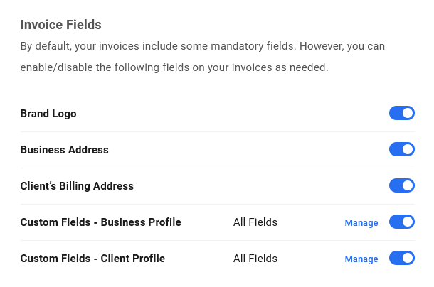 Add optional fields to invoices in Client Billing