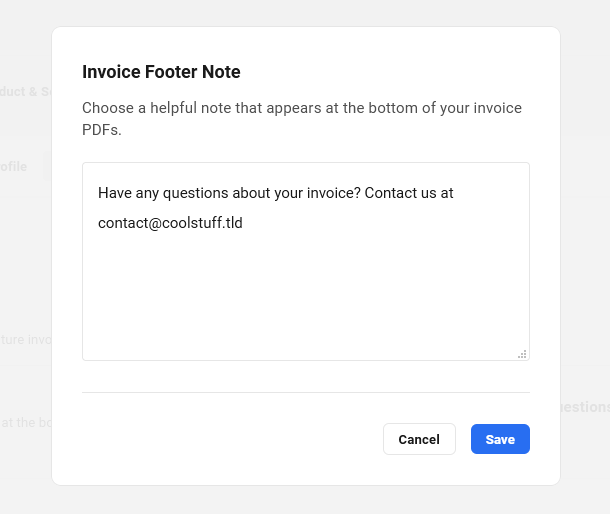 Add a footer note to invoices in Client Billing