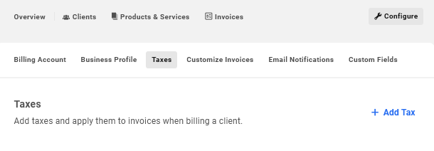 Create taxes in Client Billing