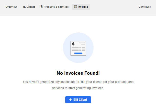 Invoice section in Client Billing