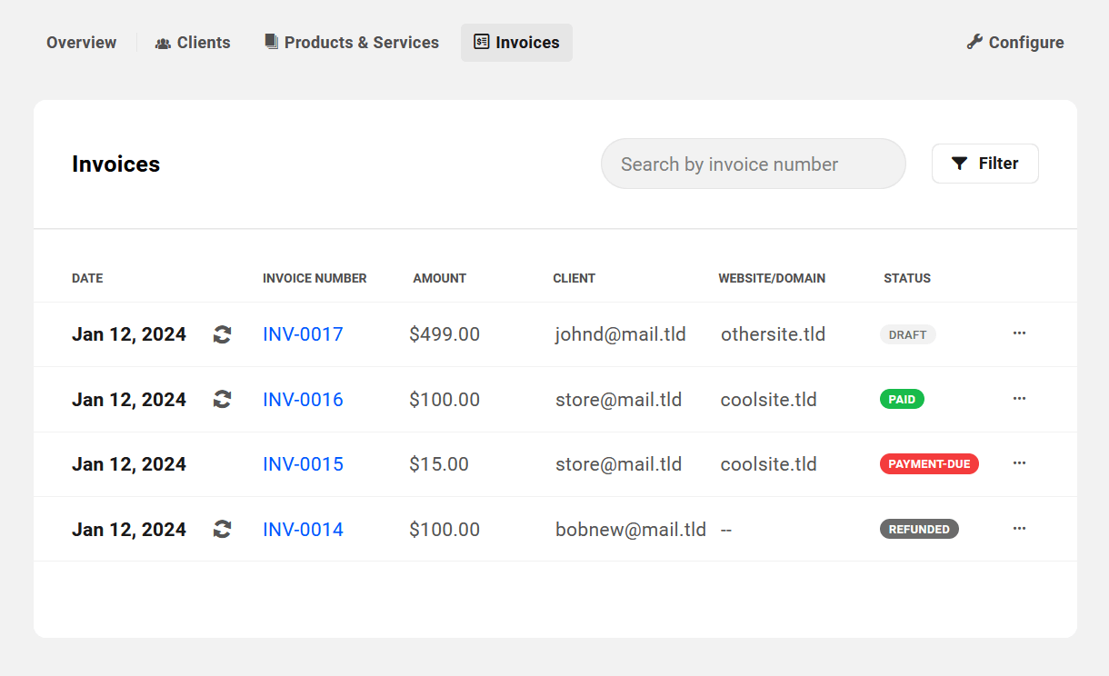 Invoices in Client Billing