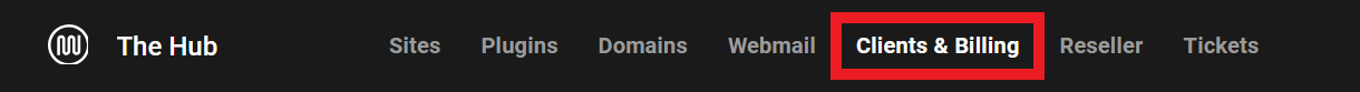Client Billing item in the Hub main menu
