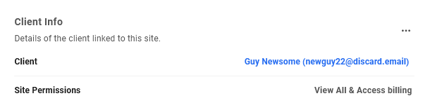 Client attached to a site in Client Billing