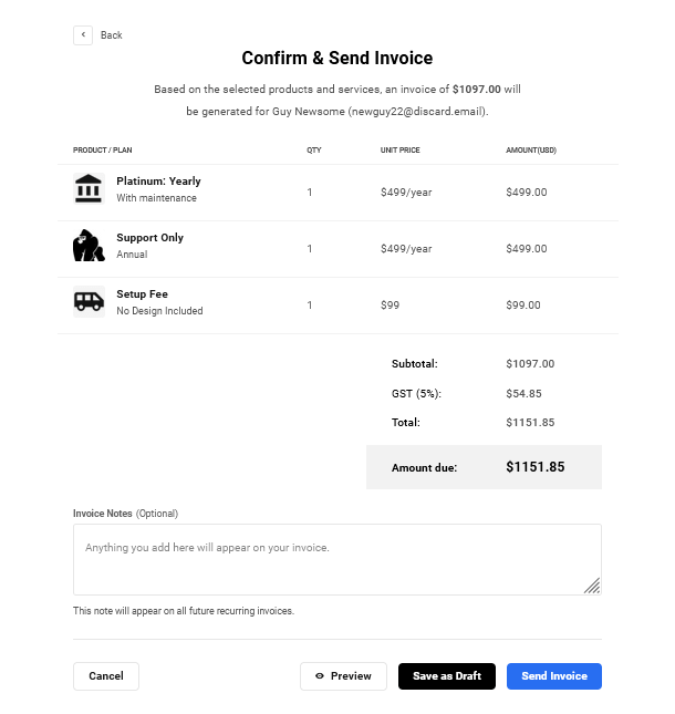 Billing a client for a site in Client Billing