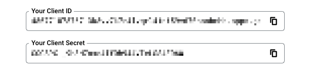 et Oauth client IDs at Google