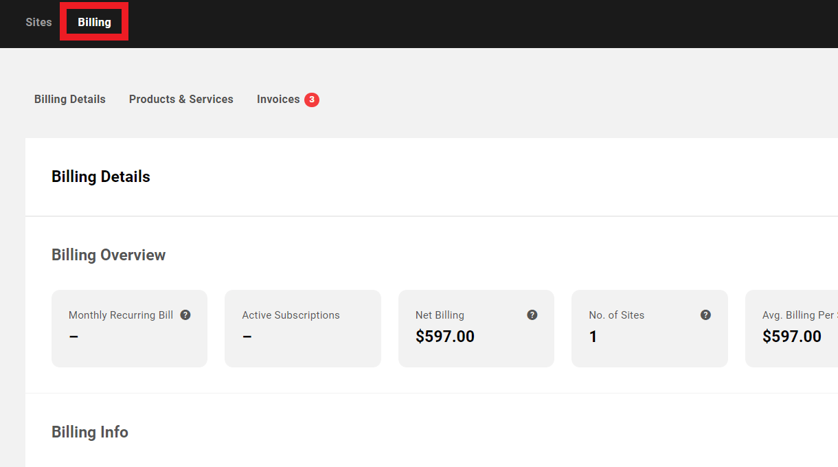 Allows the user to access and view all data in the Billing area of the Hub