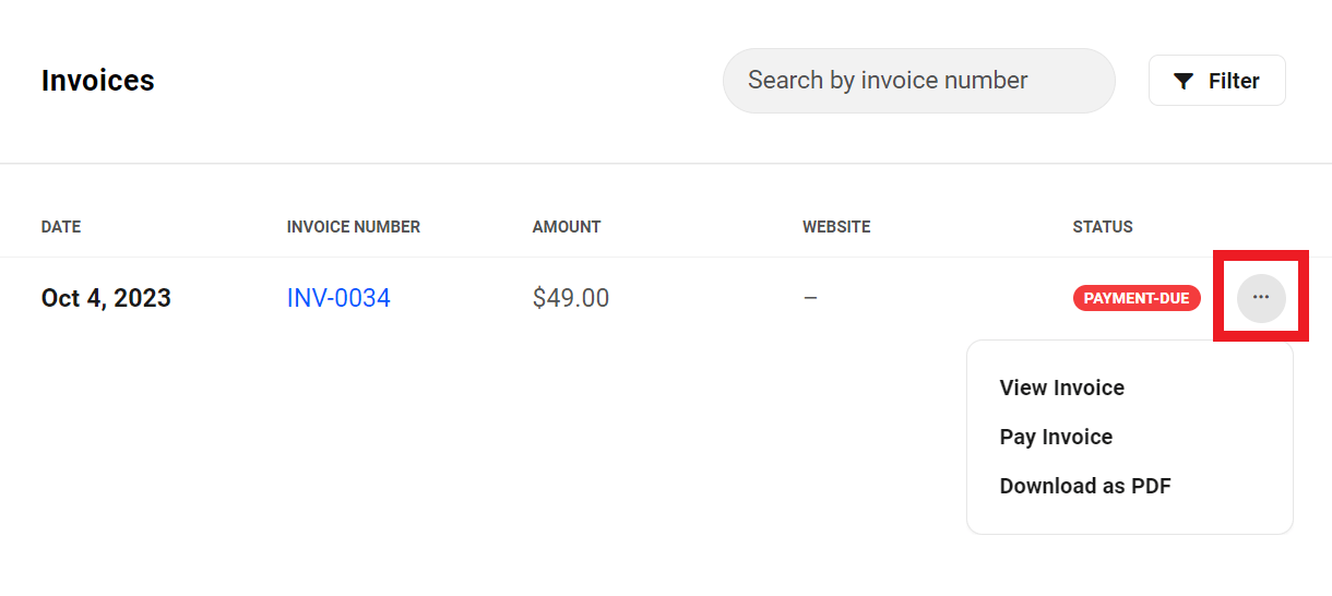 Allows the user to take action on invoices