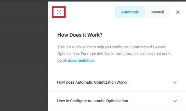 close automatic optimization how does it work panel