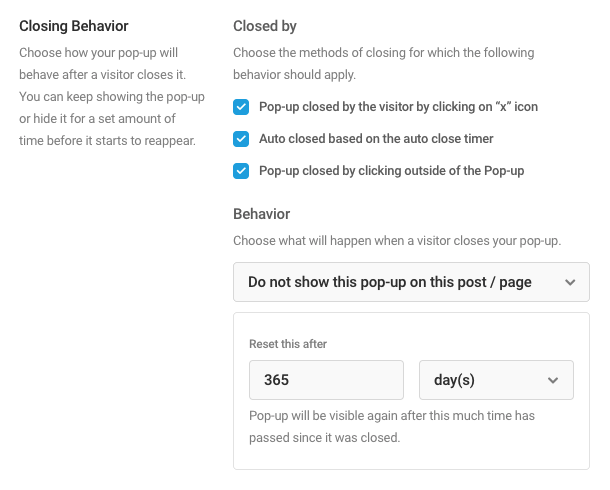 Modal closing behavior