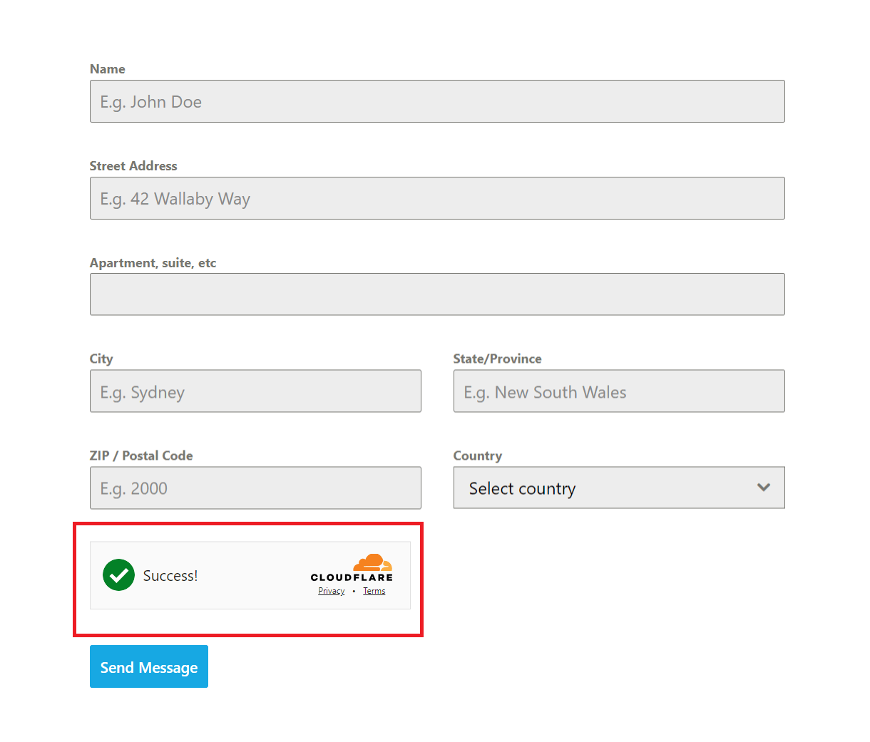 cloudfare captcha display