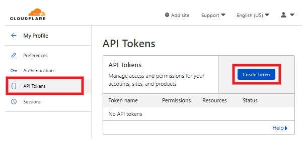 Create Cloudflare token