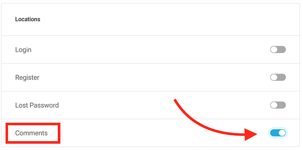 Where you activate reCAPTCHA for comments.