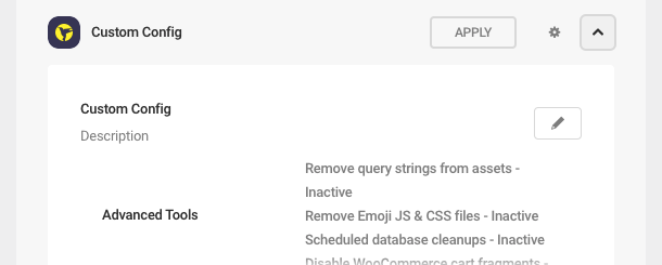 To view details about a saved configuration, click the configuration in the list.