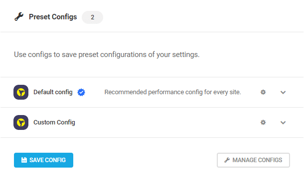 Config Dashboard widget