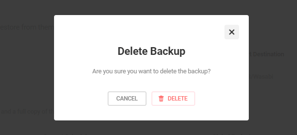 confirm delete backup