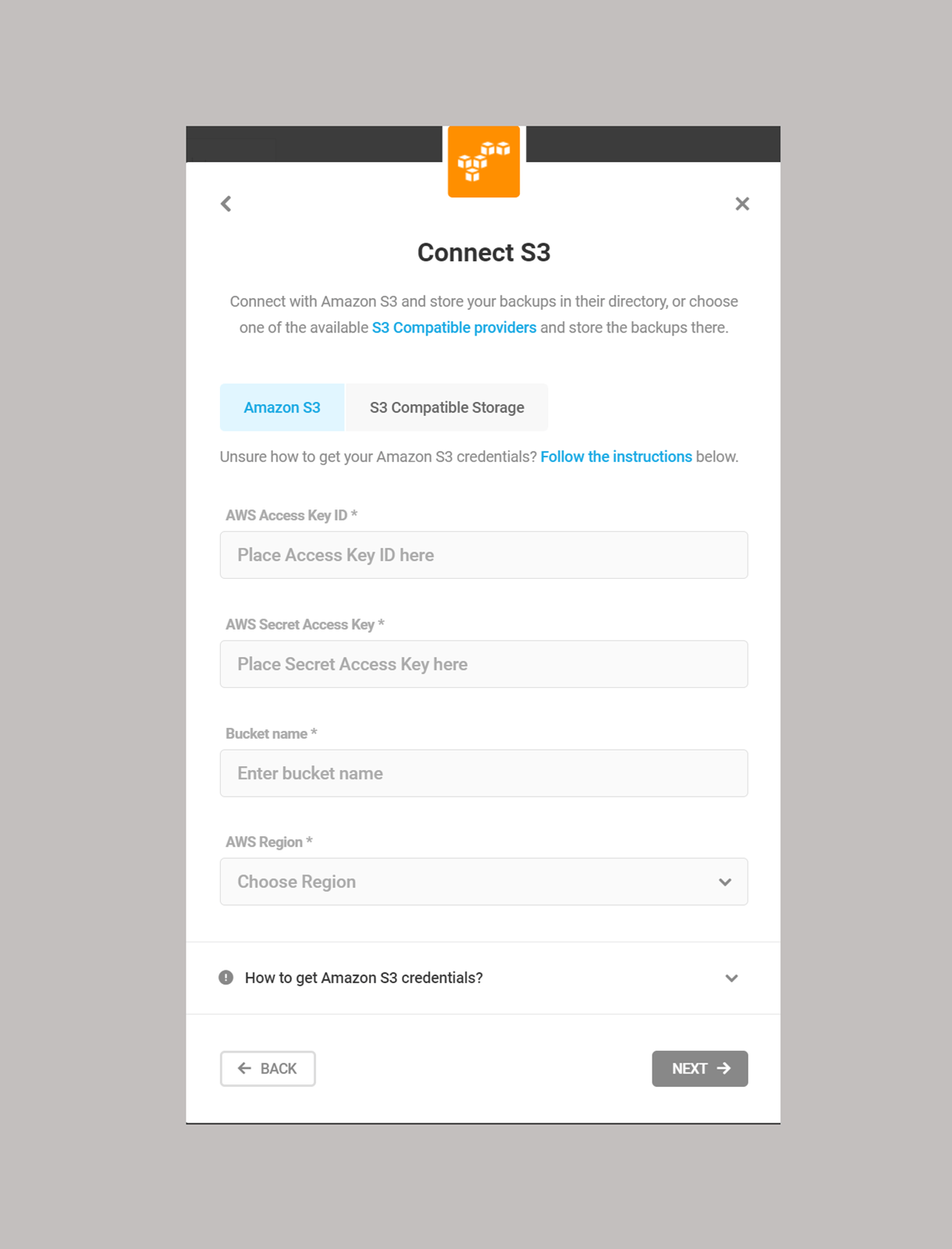 connect amazon s3