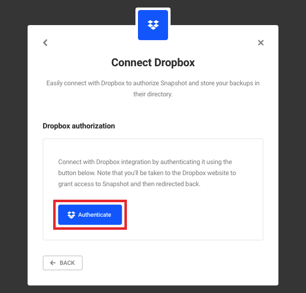 connect dropbox (step 1)