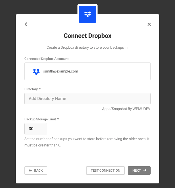 connect dropbox (step 5)