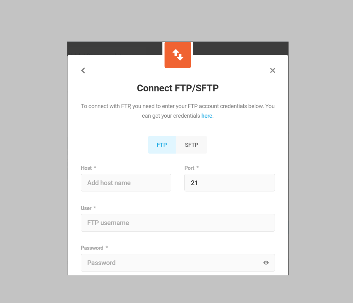 Add FTP/SFTP storage destination details in Snapshot