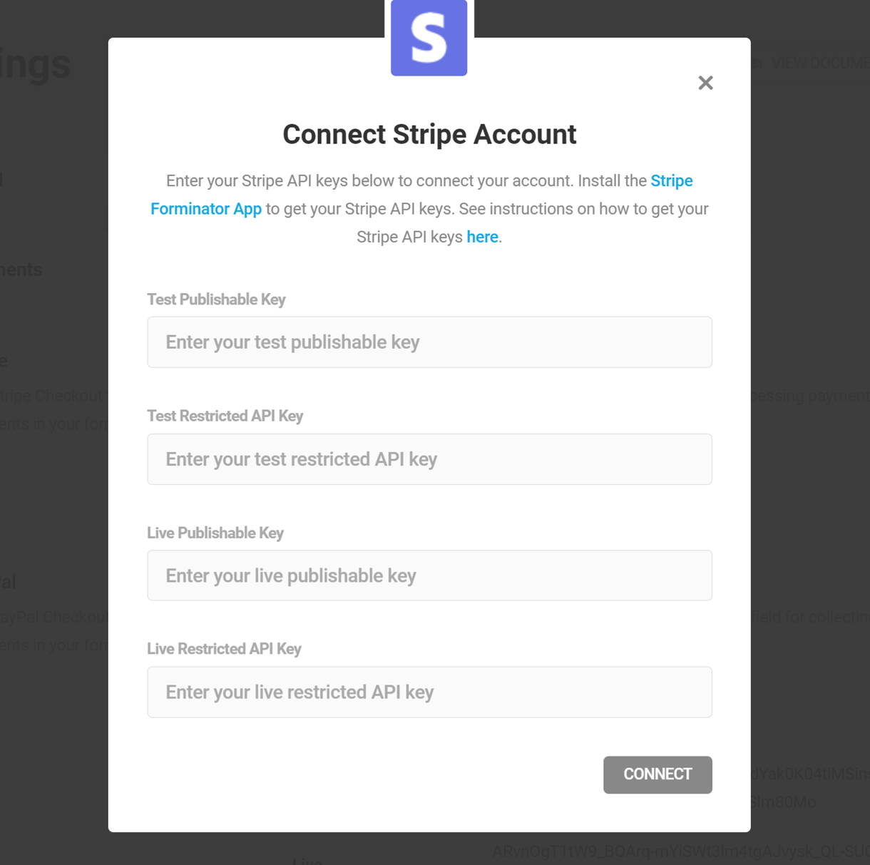 connect to stripe dashboard