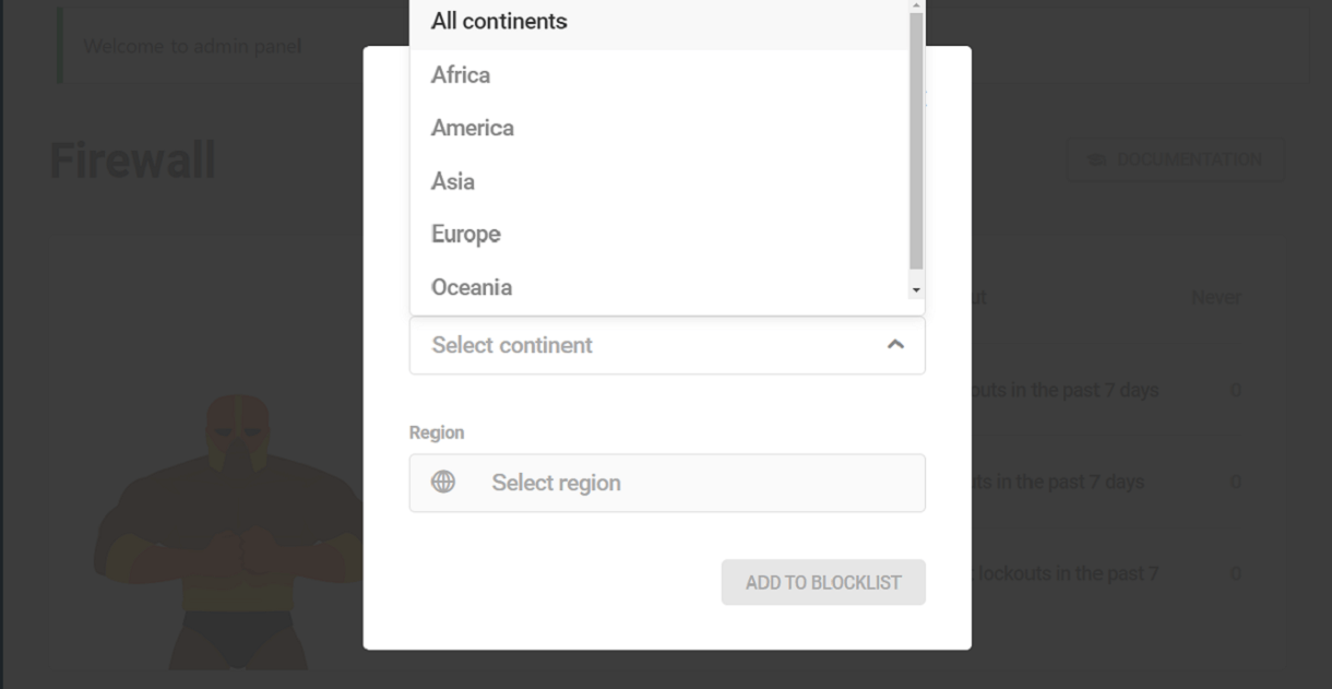 Continent selection UI