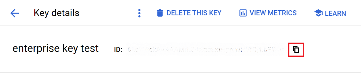 Copy recaptcha enterprise API key