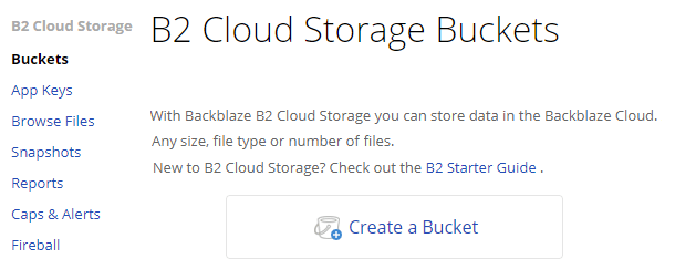 create a backblaze bucket