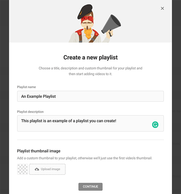 Where you create a new playlist.