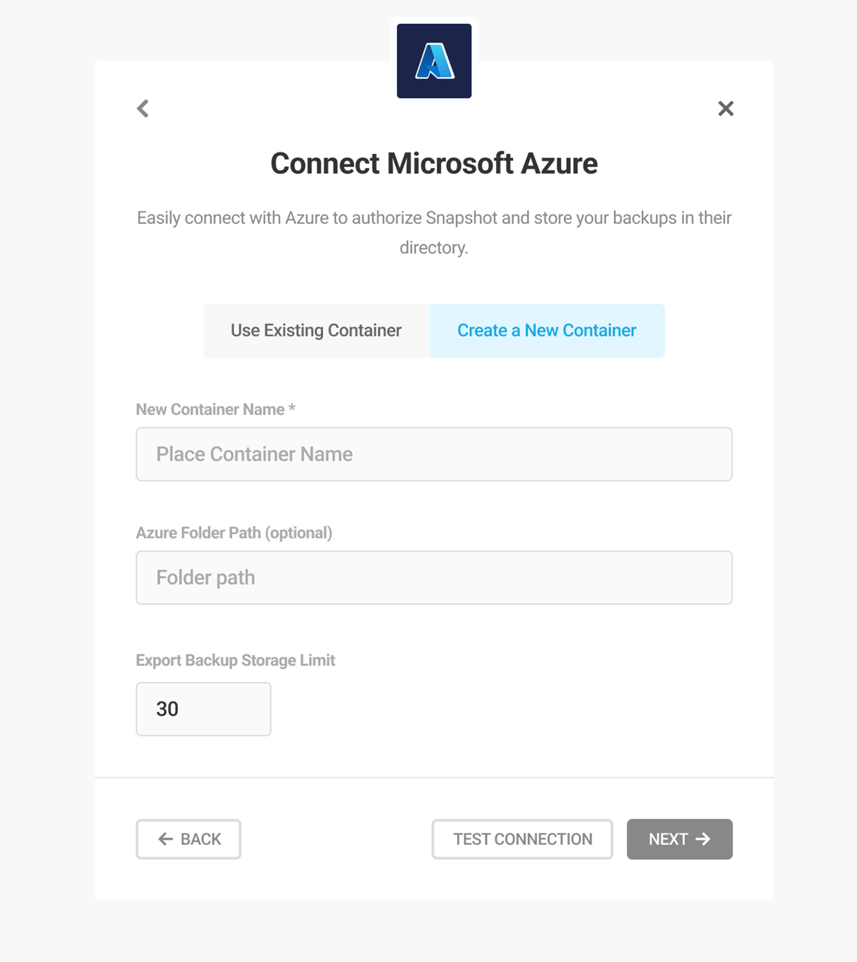 create azure container
