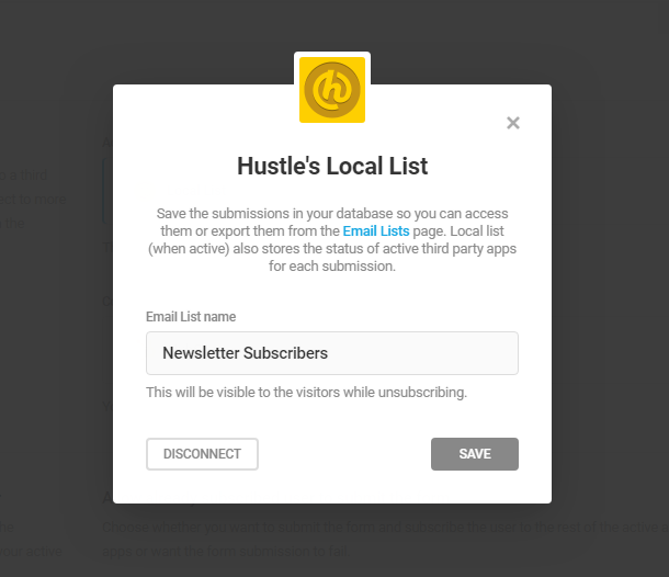 Create a local email list in Hustle