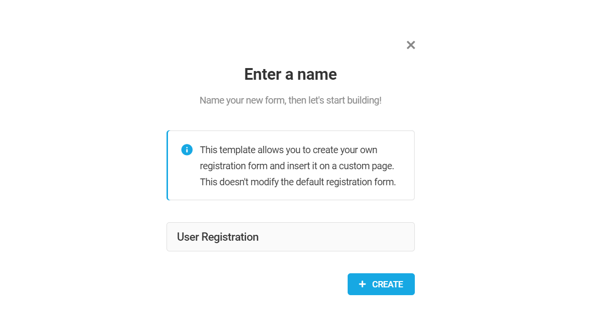 Name your custom registration form in Forminator