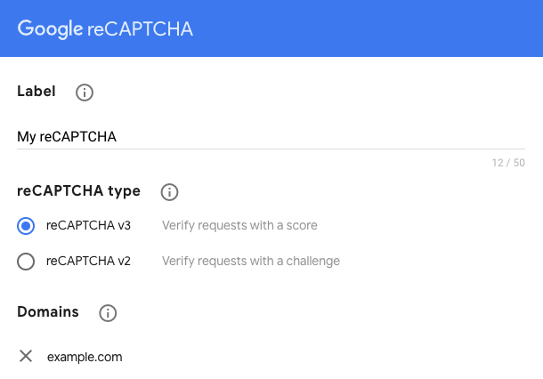 create your Google reCAPTCHA API keys and then register your website