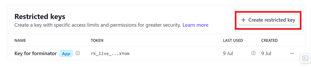 create restricted keys