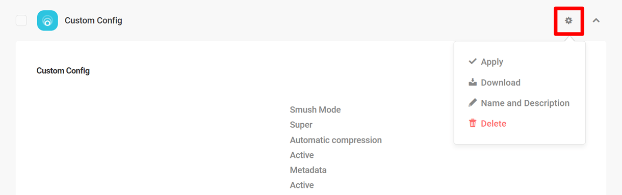 Additional Configs actions