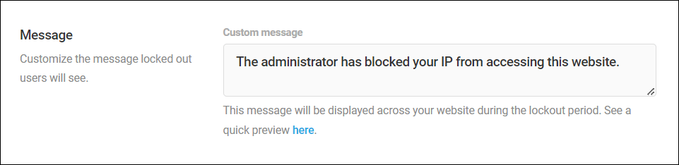 Defender - Messages - Add a custom message to locked out users.