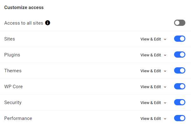 customize access for roles