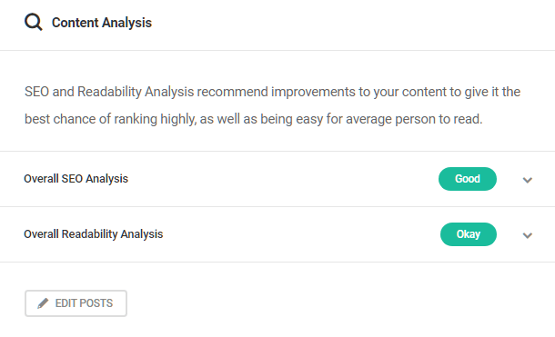 Content analysis in SmartCrawl dashboard