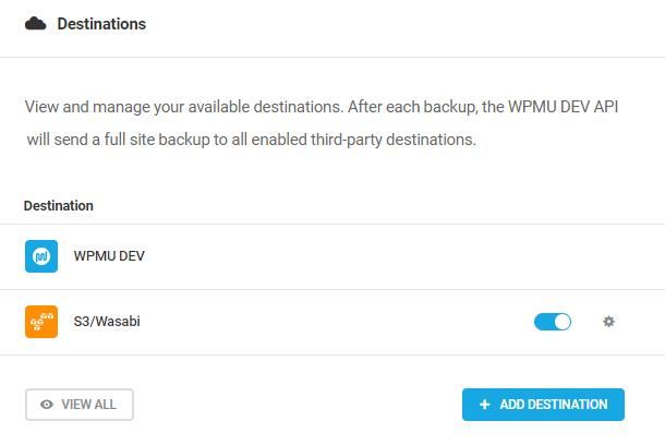 dashboard destinations overview