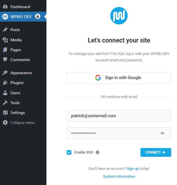 Log into the WPMU DEV Dashboard plugin