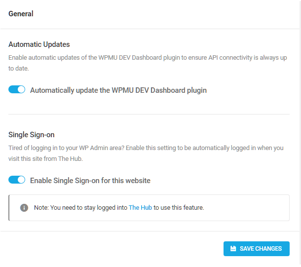 WPMU DEV Dashboard general settings
