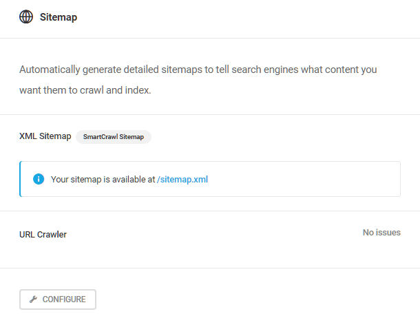 Sitemap in SmartCrawl dashboard