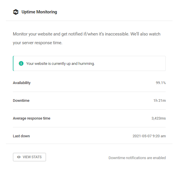 Hummingbird Dashboard Uptime Monitoring module