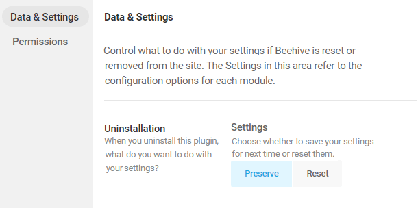 data and settings uninstallation