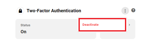 Deactivate two factor authentication from the Hub