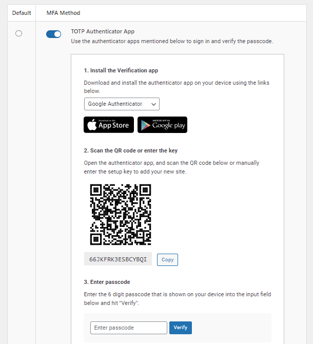 Download and install the Google Authenticator app