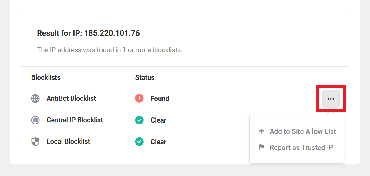 AntiBot blocklist checker results