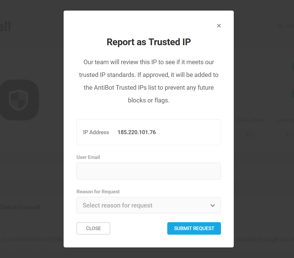 Report a blocked IP as trusted