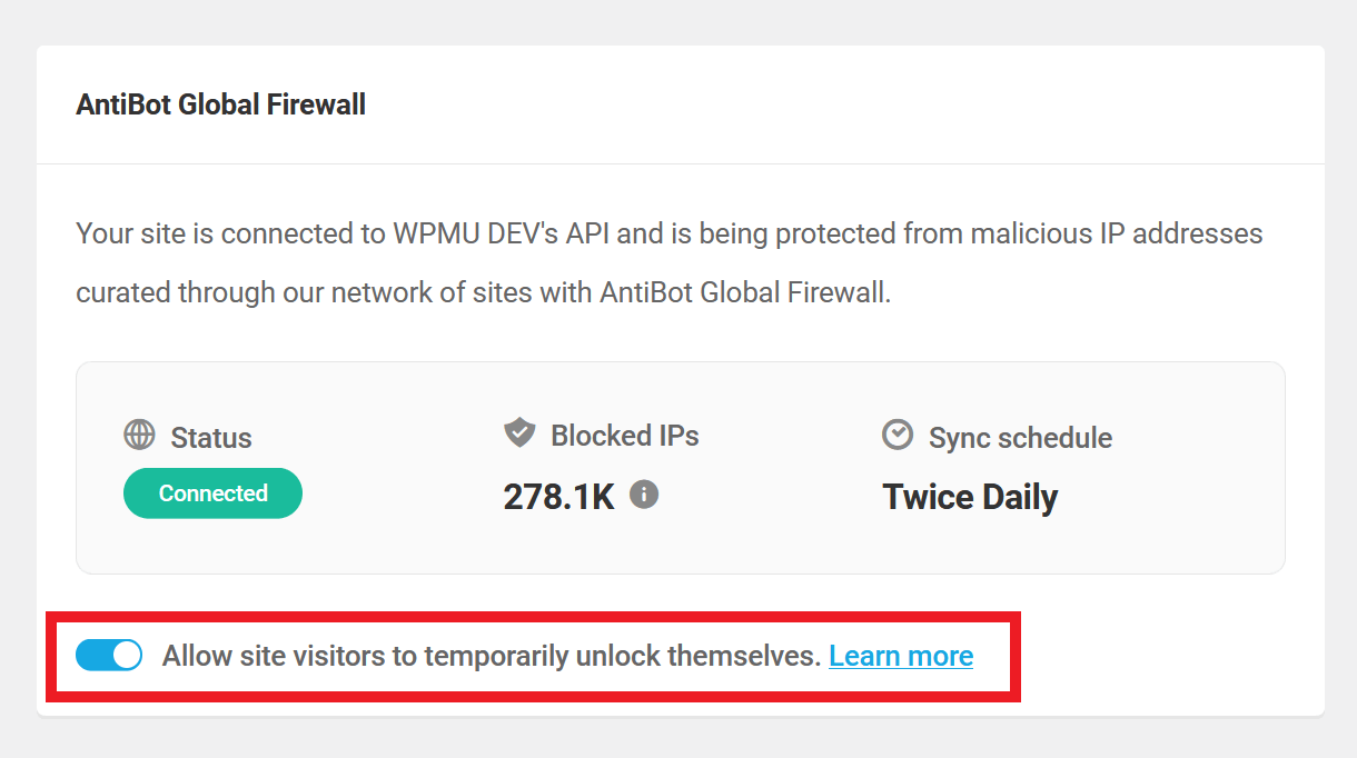 AntiBot Global Firewall unlock option