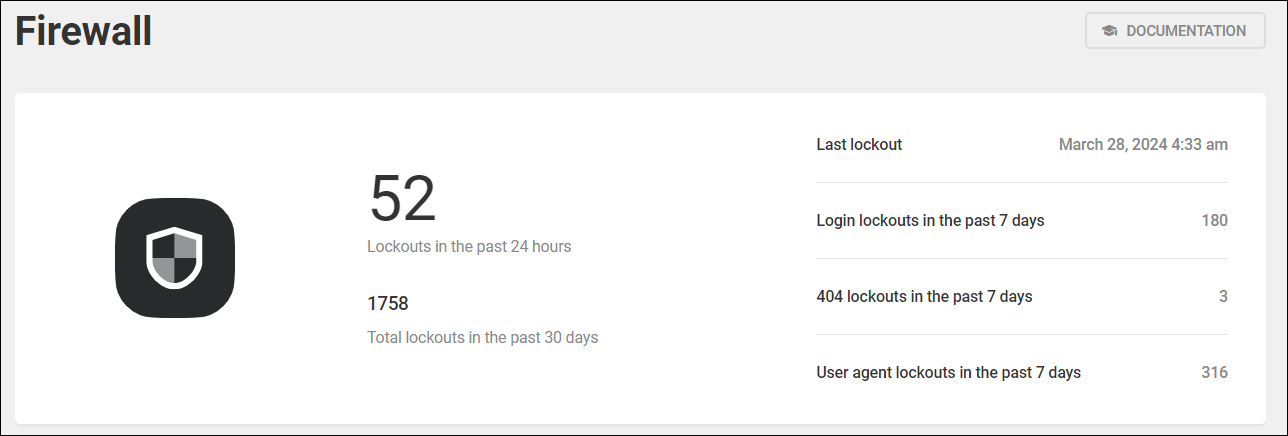 Defender firewall dashboard.